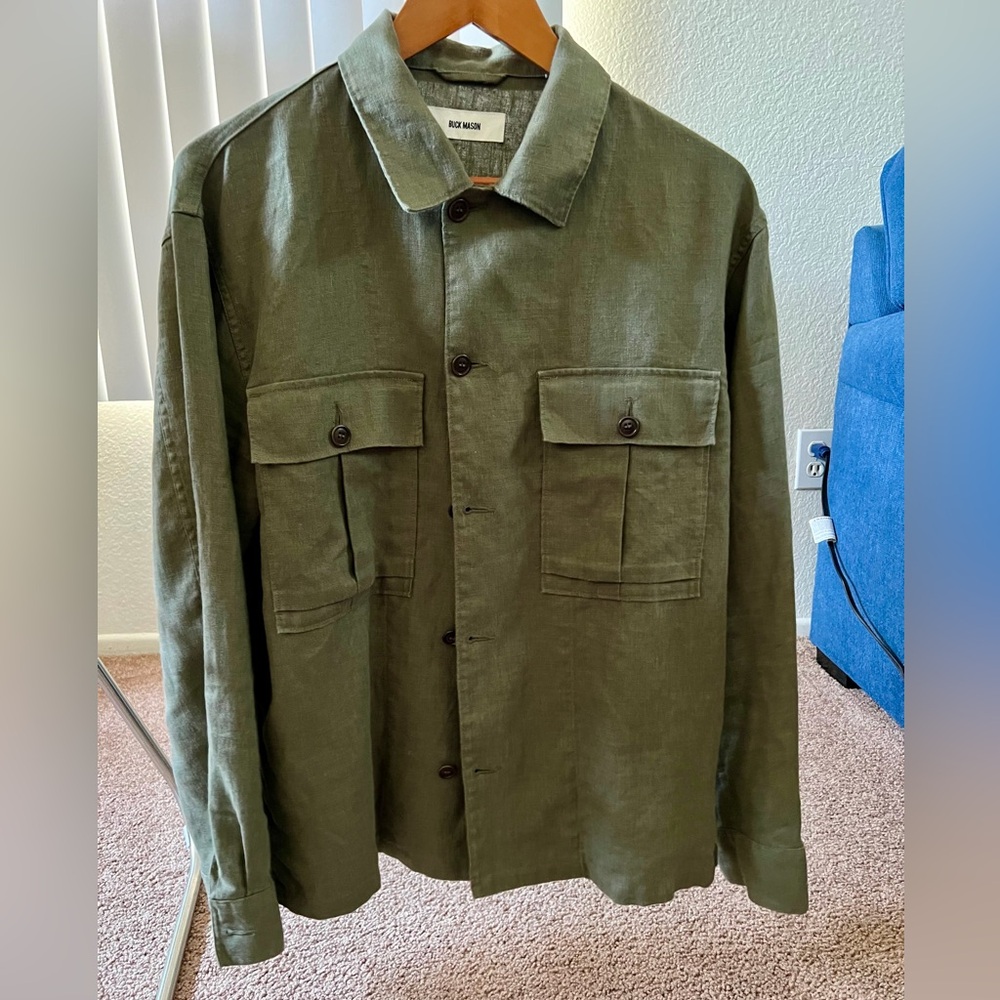 Buck Mason - Sage Loomed Linen Fatigue Shirt - M